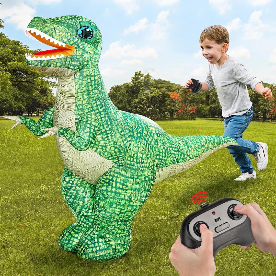 2.4GHZ Remote Control Inflatable Dinosaur Toy for Kids,Electric Toy Dinosaur with 360Rotation,Forward & Backward,Rechargeable Walking Dinosaur Toy for Boys Kids Age 6-8 8-12 Birthday Gifts