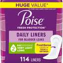 Poise Daily Liners, Incontinence Panty Liners for Bladder Leaks, 2 Drop Very Light Absorbency, Long Length, 114 Count of Pantiliners