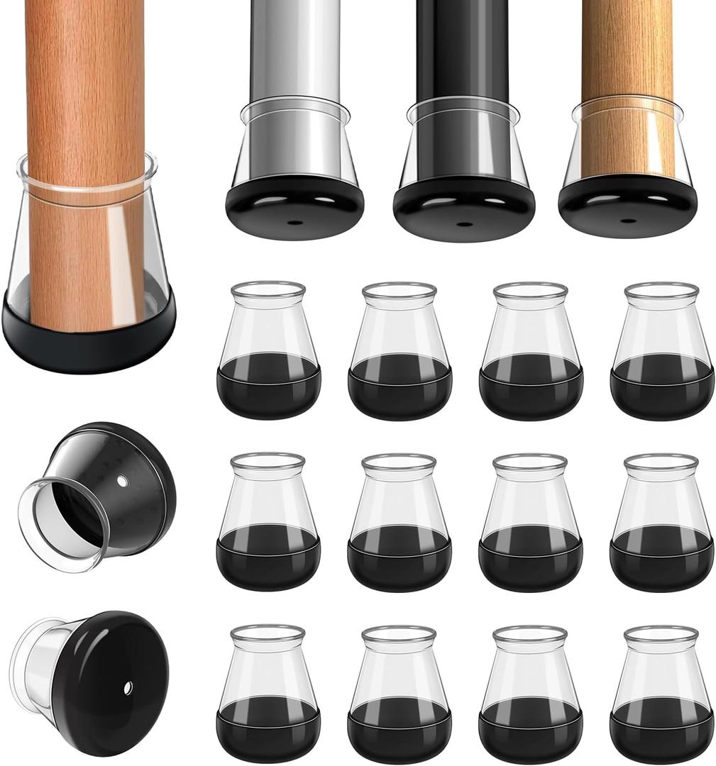 Chair Leg Floor Protectors for Hardwood Floors and Carpet GICUNK Silicone Covers to Protect Wood Tile Floors Chair Sliders Non Slip Reduce Noise 28 Pcs Clear Round S Fit:1/2"~13/16"