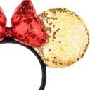 A Miaow 3D Bow Black Sequin Headband Colorful Glitter Butterfly Hair Clasp Park Supply Adults Women Photo Accessory Party Costume (Golden and Red) (Silver)