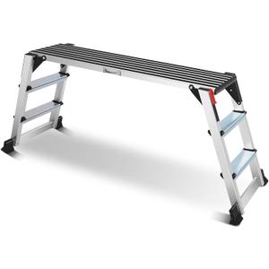 Aluminum Work Platform, Folding Work Platform, 45"12"27"   Ladder, Heavy Duty Work Platform Step Ladder Capacity 660 lbs Above for Washing Vehicles, Cleaning, Decorating
