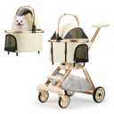 Pet Stroller for Small Dogs - 3 In1 Dog Stroller with Adjustable Handle and Detachable Carrier Car Seat, Foldable Cat Stoller with 5" Lockable All-Terrain Wheels