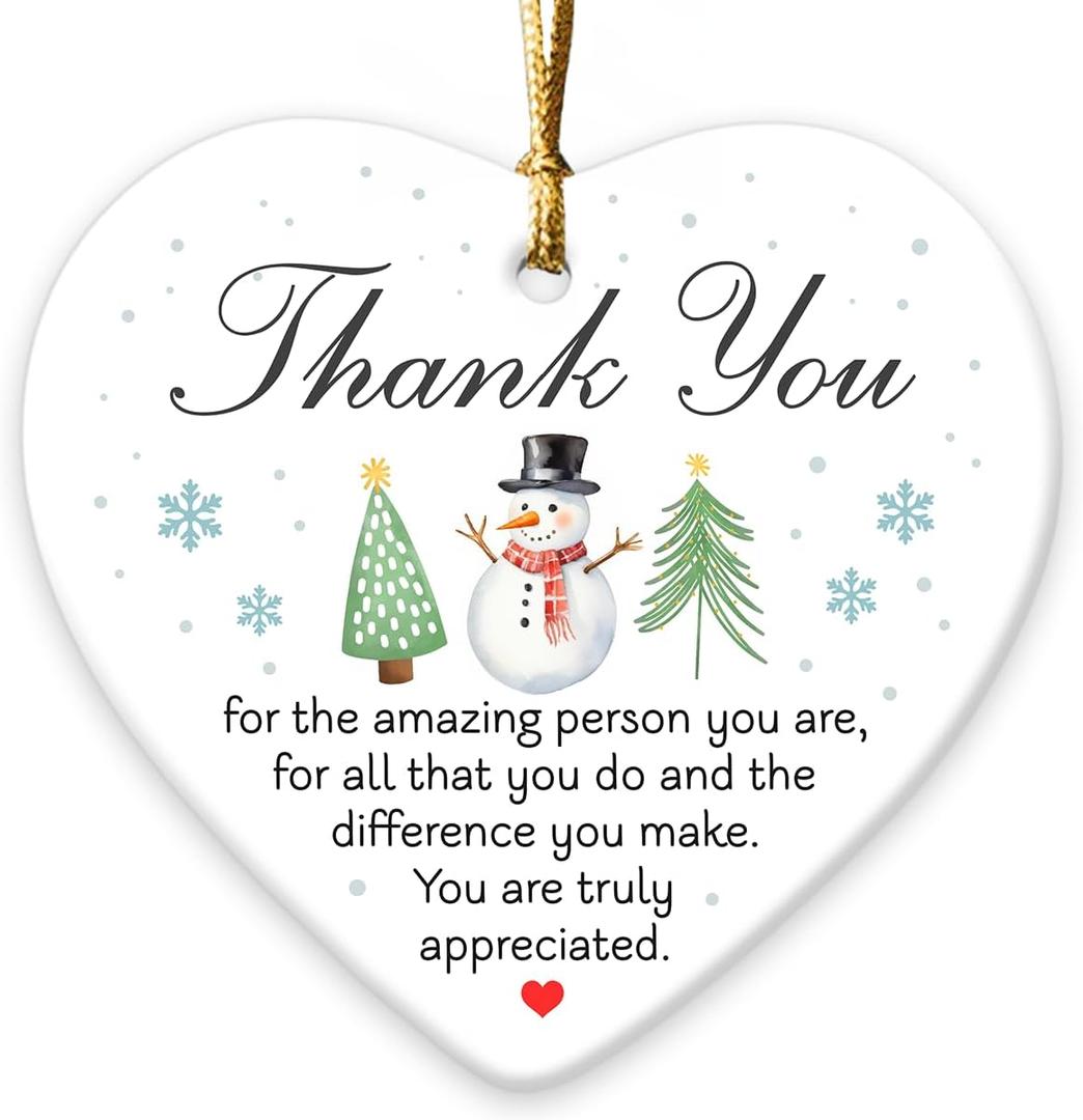 Thank You Christmas Ornaments 2025, Retirement Gifts for Women and Men, Ceramic Ornaments for Inspirational Christmas Decorations, Thank You Gifts for Friends, Nurses, Moms, Teachers