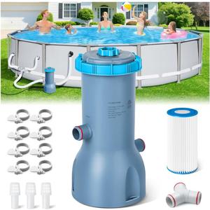 1000 GPH Pool Filter Pump for Above Ground Pools, Type A/C Cartridge Filter Pump System | Safety ETL Listed Above Ground Pool Pumps with GFCI, Improved Water Circulation and Filtration