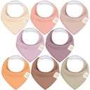 8-Pack Organic Baby Bandana Bibs for Girls - Super Absorbent Triangle Baby Bibs for Drooling and Teething Infant, 100% Cotton Extra Soft for Newborn, Infant 0-36 Months (Mauve)