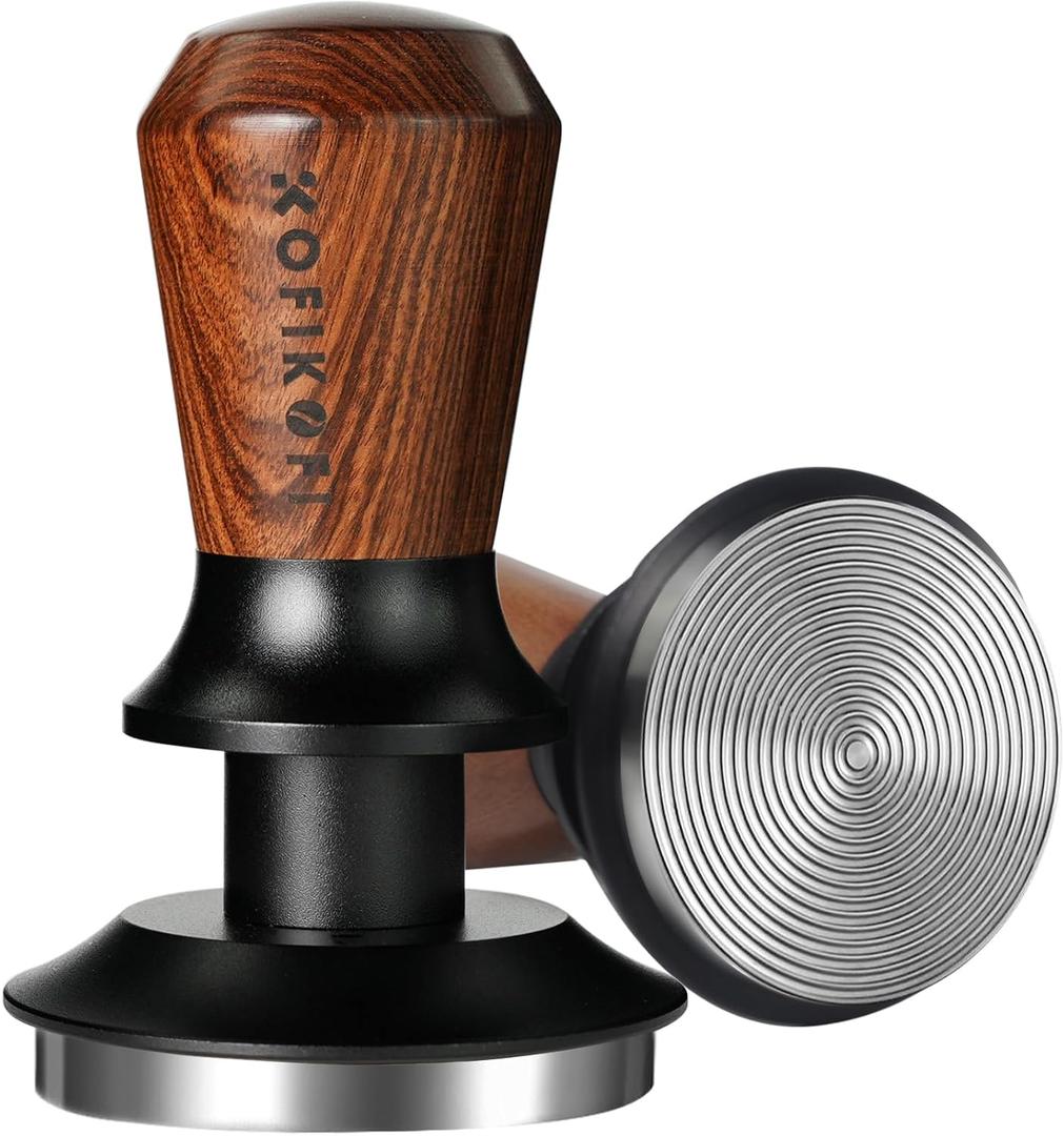 58mm Espresso Tamper, Coffee Tamper with 30lbs Spring Loaded, Espresso Coffee Tamper with Stainless Steel Ripple Base and Rosewood Handle Fits for E61, Breville, and All 58mm Espresso Machines