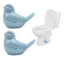 2 Pcs Ceramic Bird Toilet Floor Bolt Caps, Animal Toilet Bolt Covers Decorative, Decorative Bathroom Toilet Bolt, Toilet Bolt Cover for Bottom Easy Installation (Bird-Blue)