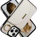 Keallce Wallet Case for iPhone 16 Pro 6.3'', Flip Case with Card Slots, Ring Holder Kickstand, PU Leather Protective Folio Cover for Women, Beige