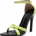 Pradize Black And Lime Green Sandals With Stiletto Heels (Lime green neon, EU-39=US-8)
