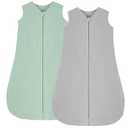 Looxii Fleece Baby Sleep Sack 12-18 Months 2 Pack 1.5 TOG Baby Wearable Blanket with 2-Way Zippers Soft Warm Toddler Sleeping Sack (Large, Green+ Gray)