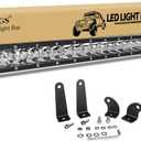 AUXTINGS 26 inch 120W Spot Single Row 10800LM Off Road LED Fog Driving Roof Bumper Light Bars 2 Style Mounting Brackets for Off Road ATV UTV Trucks Boat,12V 24V Waterproof