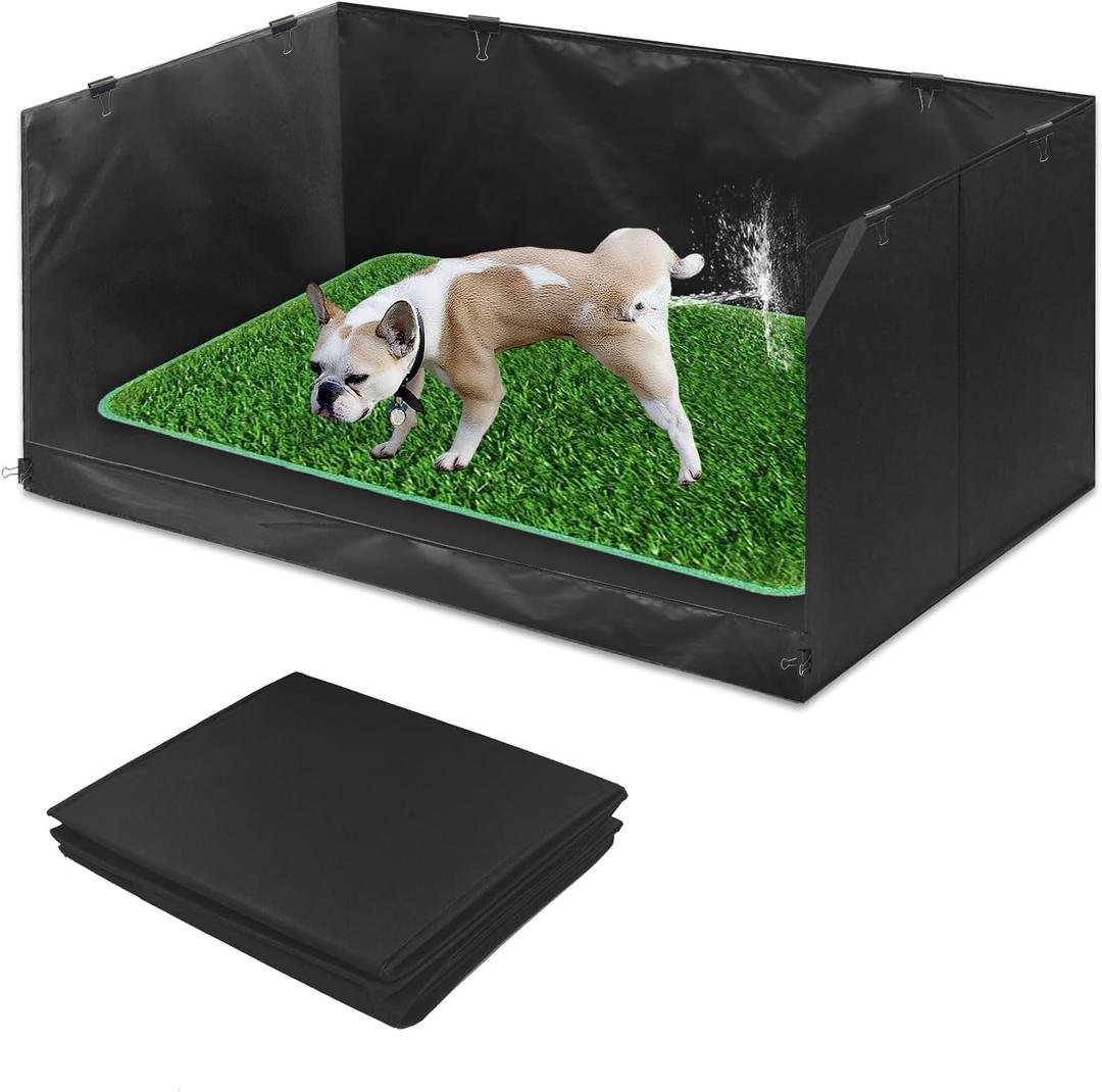 High Walls Dog Pee Pad Holder with Artificial Grass Foldable Indoor Dog Potty Tray 15.7 x 23.6 x 35.4 Inch Dogs Litter Box with Waterproof Liner for Puppies Small and Medium Dogs