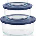Pyrex Simply Store (3Pack) Glass Food Storage Containers Set, (2, 4 & 7 Cup) Meal Prep Containers With Plastic BPAFree Lids, Dishwasher & Microwave Safe