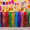 Mega-L Fiesta Party Decorations, 2 Pack Cinco de Mayo Decorations Taco Party Decorations Wavy Metallic Tinsel Foil Fringe Table Skirts, Mexican Themed Photo Booth Props Birthday Loteria Table Decor