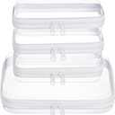 WELPIRT 4 pcs Clear Zipper Pouches,Hard Shell Zipper Case, Toiletry Bag for Travel, CLear Diaper Bag, Toiletry Pouch, Travel Organizer, Cosmetic Bag,Toy Storage Bins (M+3S)