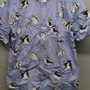 Mens Aloha Hawaiian Shirt Flamingos Penguin Printed Tropical Novelty Casual Short Sleeve Beach Wear, Large , Blue 