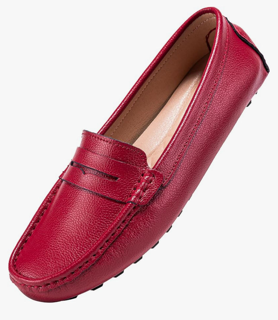 BEAUSEEN Women's Genuine Leather Penny Loafers Classic Driving Moccasins Casual Slip On Comfort Women Loafer Shoes 7