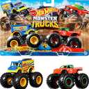 Hot Wheels Monster Trucks 2-Pack, Demolition Doubles Set of 2 Toy Vehicles in 1:64 Scale, for Kids & Collectors (Styles May Vary)