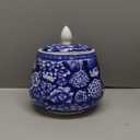 Ceramic Jar with Lid, Sealed Blue and White Canisters for Loose Tea & Coffee, Decorative Porcelain Ginger Jar for Kitchen Countertop Storage & Home Decor