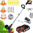 Cordless Weed Wacker Eater Electric Battery Powered, 21V Lightweight Weed Trimmer Edger Lawn Tool with 2Pcs 2000mAh Battery, 3 in 1 Stringless Grass Trimmer/Edger/Brush Cutter for Garden Yard Lawn