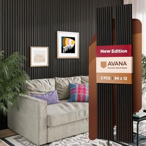 Avana Acoustic Wood Wall Panels  94.4 X 12.6 Inch Smoke Oak Acoustic Panels 2 PCs  Wall Panels For Interior Wall Decor For Homes, Offices, Studios  Sturdy And Durable Wood Panels For Wall