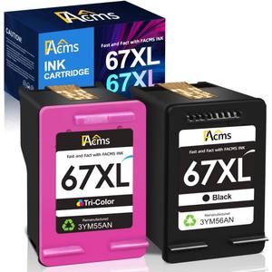 Remanufactured Ink Cartridge Replacement for HP 67 67XL for Envy 6052 6058 6075 DeskJet 2732 2755 2842e DeskJet Plus 4152 4155 4158 Printer (1 Black 1 Color)