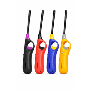 Long Lighters Candle Lighters, 4 Pcs Flexi & Straight Wand Refillable Butane Lighter for Camping Fireplace Party BBQ Grill (Without Fuel)