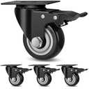 TABKEER 3 Inch Industrial Heavy Duty Swivel Caster Wheels with Brake, Set of 4 Safety Locking Casters, Load 1600lbs, Premium Polyurethane Wheels for Table, Trailer, Saw Table, Stage Toolbox, Bed, Corn Board