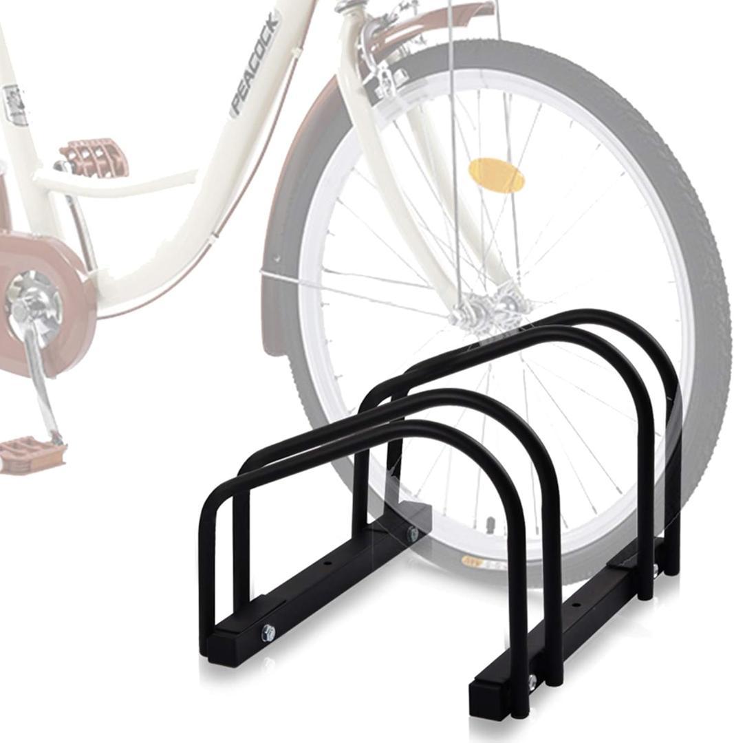 WALMANN 2 Bikes Floor Bike Stand, Bike Parking Rack Garage Bike Storage Stand Indoor/ Outdoor 22-28" Wheel Stand, Max. Tire Width 2.1"