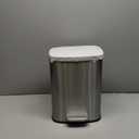 Amazon Basics Smudge Resistant Small Rectangular Trash Can With Soft-Close Foot Pedal, Brushed Stainless Steel, 12 Liter/3.1 Gallon, Satin Nickel Finish, 11.3"L x 9.9"W x 15.1"H