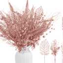 30 Pcs Artificial Valentines Picks and Sprays Glitter Berry Stem Branches Holly Floral Picks Twigs Christmas Tree Ornaments for DIY Valentines Wreath Vase Filler Decorations(Rose Gold)
