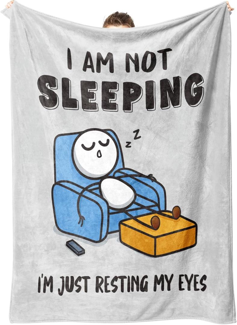 Funny Christmas Birthday Gifts for Men, Dad, Husband, Anniversary Retirement Gifts for Men Grandpa, Dad, Husband, Super Soft Flannel Throws Blanket for Napping, 60" x 50"