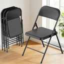 4 Pack Black Folding Chairs with Padded Cushion & Backrest, Comfortable Cushioned Seat with Durable Metal Frame, Portable Stackable Foldable Chair for Home, Office, Party, Indoor & Outdoor Events