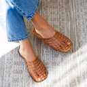 MIA Women's Darby Flat Jelly Sandal, Tan, Size 9