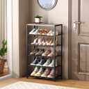 HOMEFORT 6 Tiers Shoe Rack Organizer,23" Shoe Storage Shelf for Closet, Shoe Rack for Entryway, Each Tier Fits 3 Pairs, Shoe Stand with Metal Shelves and MDF Top Board, Washed Gray