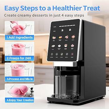 Ice Cream Maker,10-in-1 Frozen Treat Maker for Ice Cream,Gelato,Sorbet,Slushie,Frozen Yogurt and More,Compact Size,Perfect for Family,Kids,Party,Includes 1 Pint Container with Lid,Black