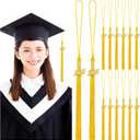 Yaomiao 14 Pieces 2025 Year Charm Graduation Tassel Academic Graduation Hat Tassel with Decoration for Graduates Ceremonies Parties Accessories (Gold)