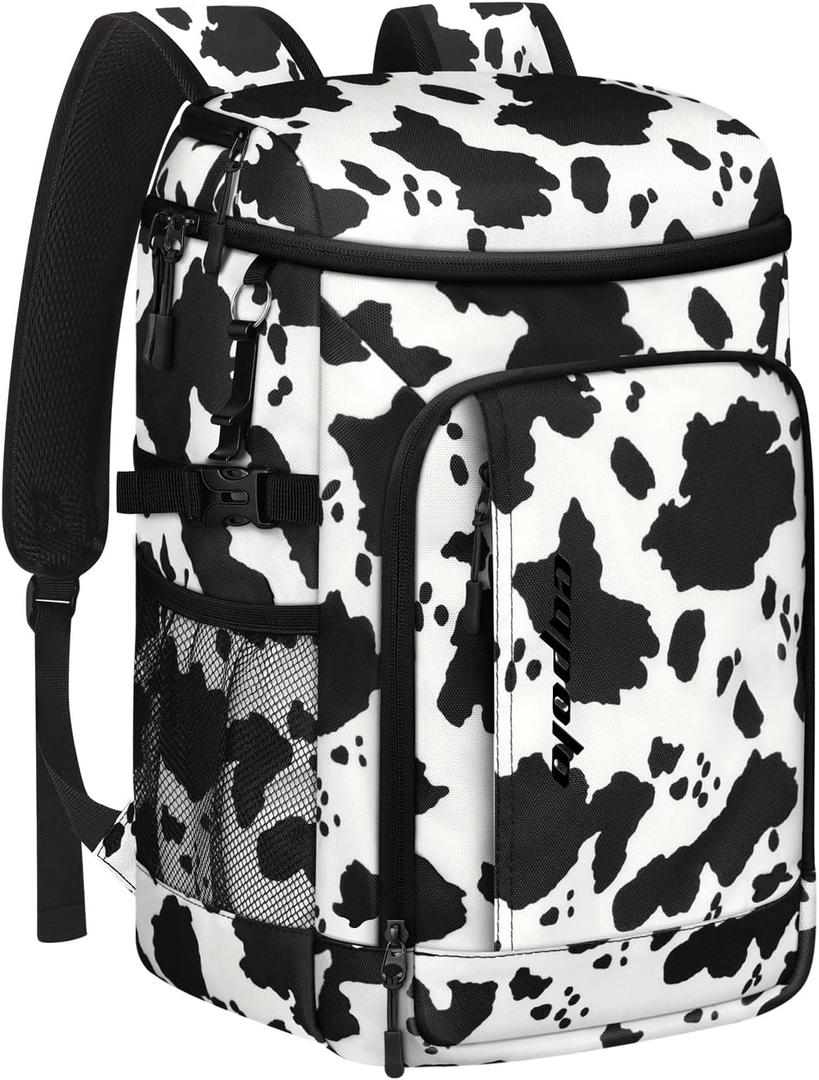 Capolo 36 Cans Cooler Backpack Insulated Waterproof for Women Men Lunch Backpack Coolers Leak Proof Soft Cooler Bags (Cow Print)