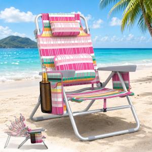 HOPERAN 15" Tall Backpack Beach Chair for Adults with 5-Position