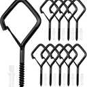 10 PCS Black Eye Screw Hooks, 4 Inch Ceiling Hooks for Hanging Heavy Duty Items with Safety Buckle  Metal Eye Bolt Hooks for Hanging Plants, Wind Chimes, Bird Feeders, String Lights, and More (Iron)