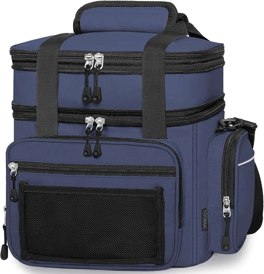 Expandable Lunch Box Cooler Bag - Insulated Heavy Duty Lunch Bag for Men Women - Large Lunchbox for Adults Work Outside Picnic Blue 15L