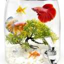 1.6 Gallon Plastic Fish Tank & Water Pitcher for Fridge with Faucet, Fish Bowl Easy to Change Water, Goldfish Beta Fish Aquariums Starter Kit With Aquarium Decor Plastic Plant + Shelles, Water Pitcher