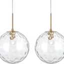 ALICE HOUSE 2 Packed 10-inch Gold Kitchen Island Pendant Lights, Hammered Glass, Modern Farmhouse Pendant Lighting, Brushed Brass Hanging Light Fixtures for Bathoom, Entryway and Hallway AL4202-P2