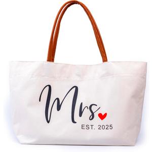 Mrs Tote Bag Est. 2025  Wedding Gift Bag for Bride, Bachelorette Party Tote, Canvas Honeymoon Bag for Women