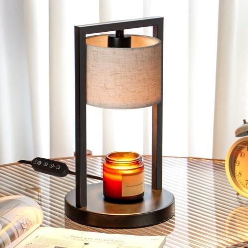 Candle Warmer Lamp with Timer, Electric Candle Warmer for Jar Candles, Dimmable Warming Light with 2 Bulbs, House Warming Gifts Bedroom Home Living Room Decor, Gifts for Mom (Beige)