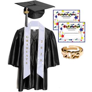 Shiny Deluxe Graduation Sets, Graduation Cap, Gown, Tassel, Sash, Ring, Diploma (Small, Black)