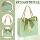 Whaline 60Pcs Thank You Paper Gift Bags with Bow Gradient Sage Green Party Favor Bags with Handles for Wedding Bridal Baby Shower Birthday Party