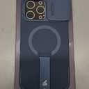 SURITCH for iPhone 14 Pro Max Case with Magnetic Camera Slide Cover and Adjustable Kickstand, Compatible with MagSafe, Shockproof Bumper Case Slim Protective Cover 6.7 Inch, Blue