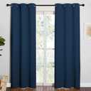 NICETOWN 84 inches Blackout Curtains for Office and Theater, Thermal Insulated Solid Grommet Drapes for Living Room (Moroccan Blue, 1 Pair, 42 inches Wide)