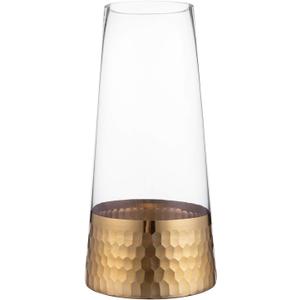 MyGift Glass and Gold Bottom Flower Vases, 10 inch Clear Glass Vases for Table Centerpieces Home Decor